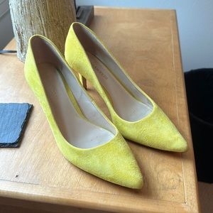 Yellow suede heels